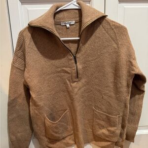 Madewell Tan Half-Zip Sweater